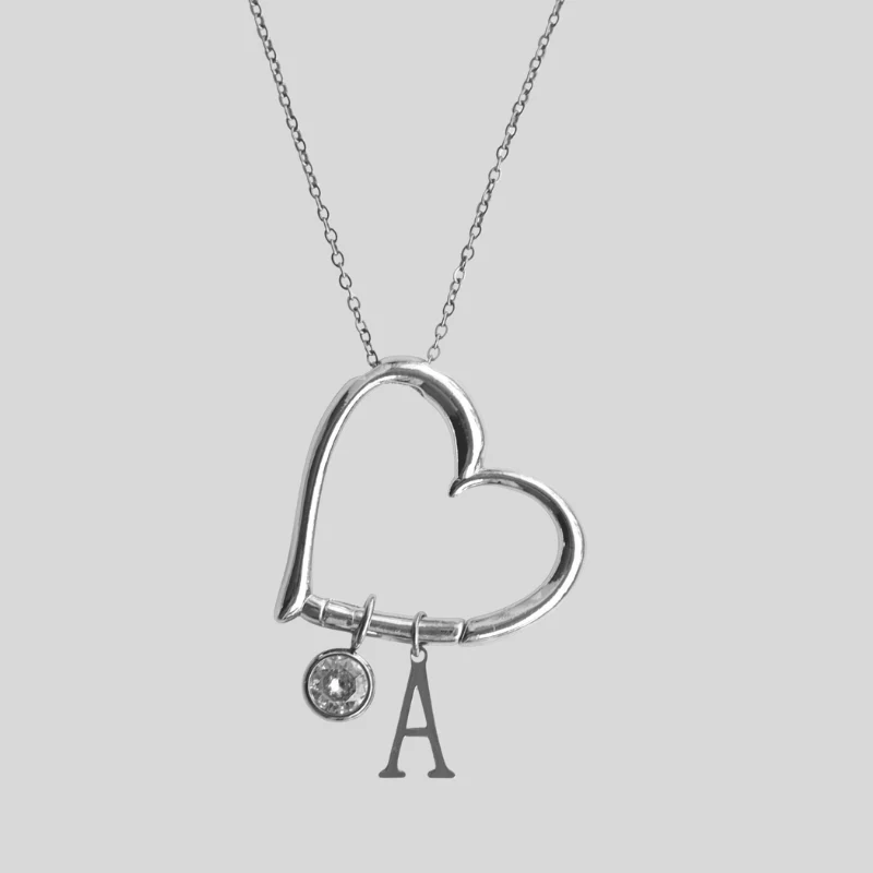 Heart Pendant Necklace with Letter Design - Image 3