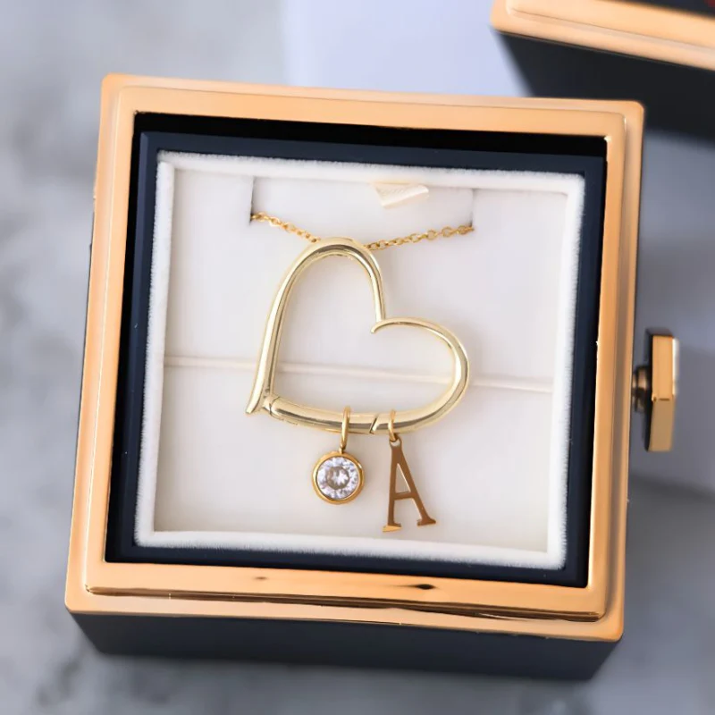 Heart Pendant Necklace with Letter Design - Image 5
