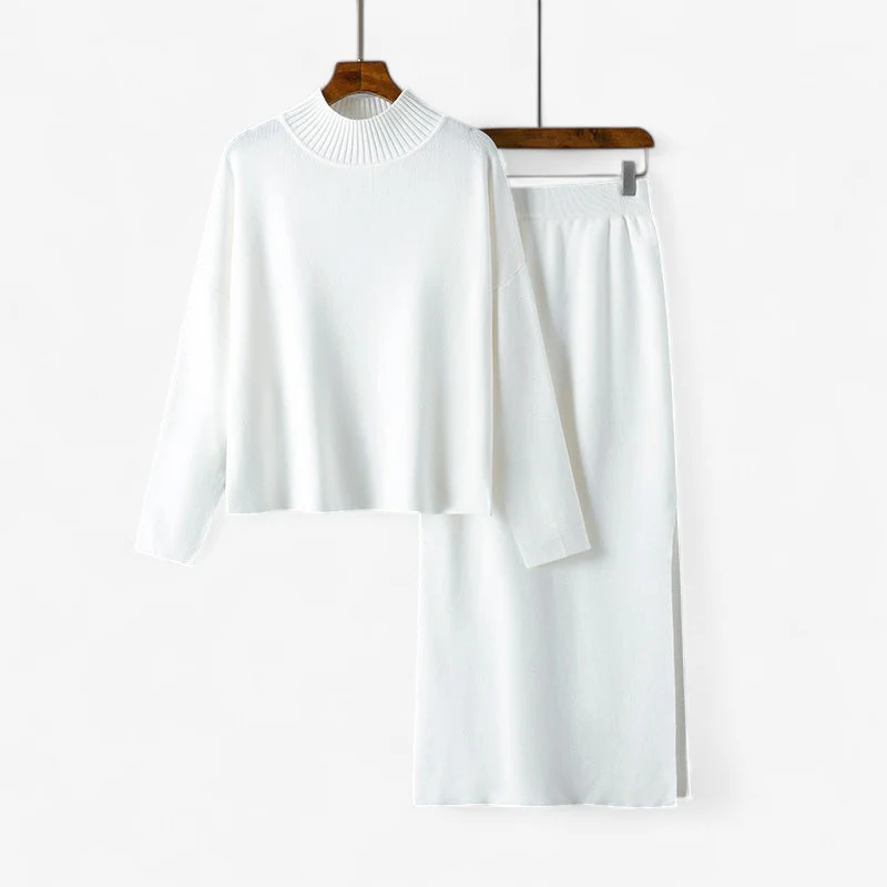 Naterra – Loose-fitting Set: Long-Sleeve Turtleneck + Ankle-length Skirt - Image 4