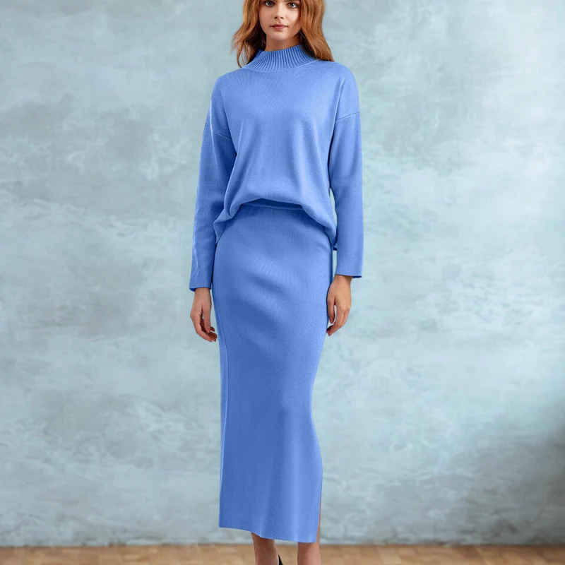 Naterra – Loose-fitting Set: Long-Sleeve Turtleneck + Ankle-length Skirt - Image 8