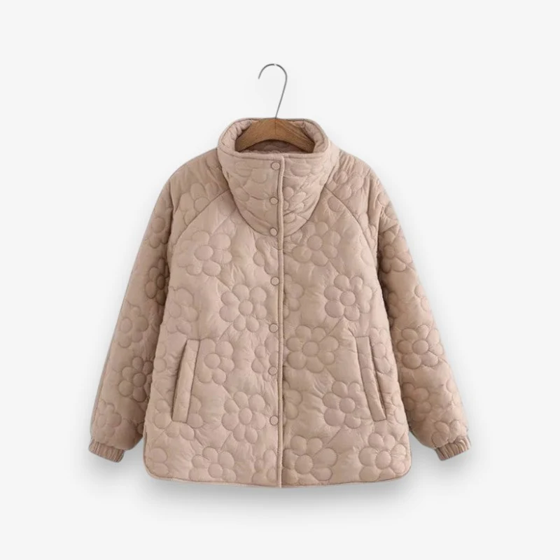 Nora – Long Sleeve Coat with Stand-Up Collar and Pockets - Image 2