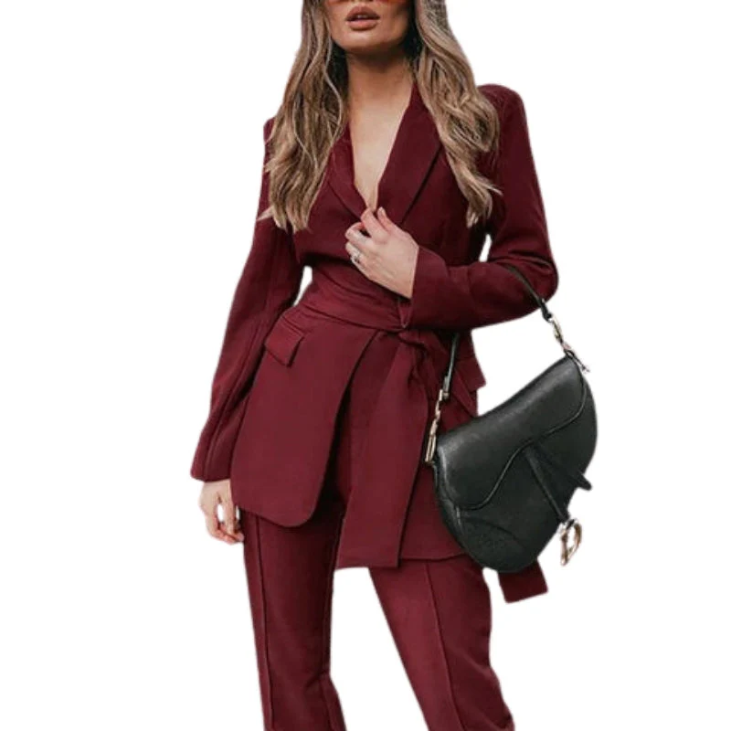 Olivia – Blazer with Lapel Collar & Waist Belt - Image 3