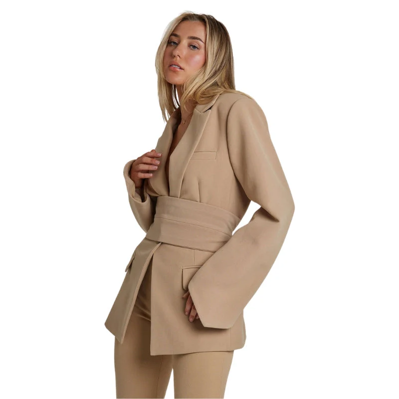 Olivia – Blazer with Lapel Collar & Waist Belt - Image 4