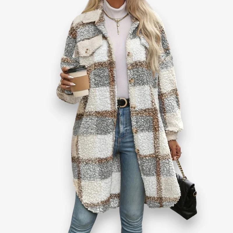 Olivia – Women's Long Sleeve Jacket with Button Closure and Down Collar - Image 4