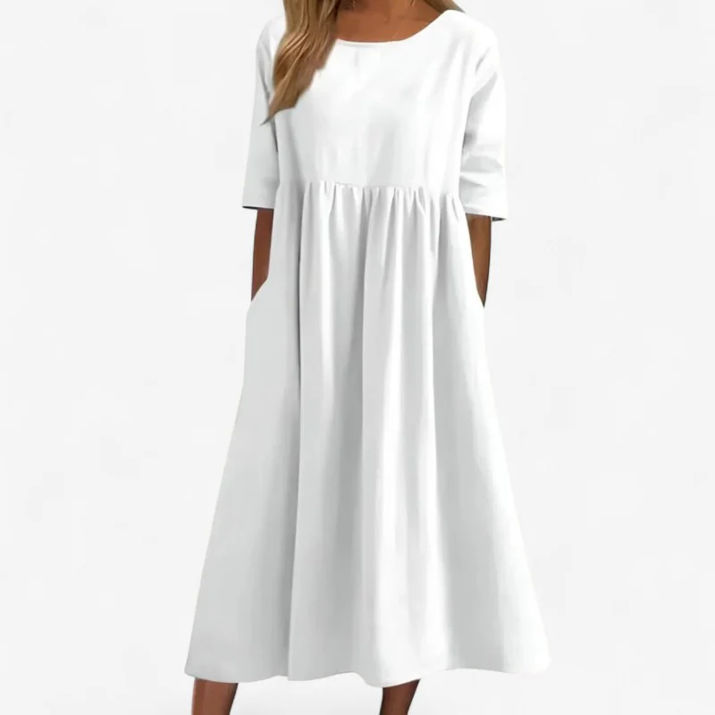 Olivia – Loose-Fitting Long Dress with Short Sleeves - Image 2