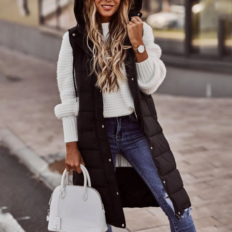 Paisley – Sleeveless Hooded Jacket with Button Placket - Image 9