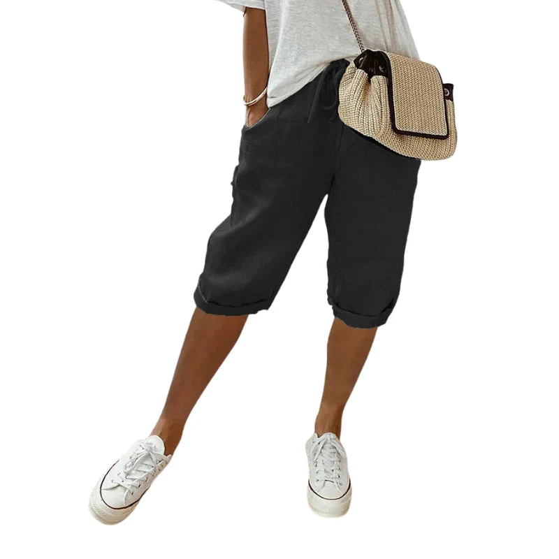Rachel – Knee-Length Shorts with Drawstring and Pockets