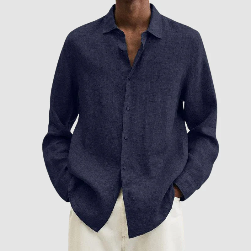 Robert – Long-Sleeved Shirt with Turn-Up Collar & Button Fastening