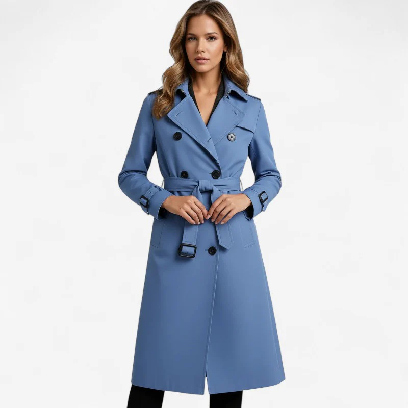 Sarah – Long Trench Coat with Belt and Button Closure - Image 6