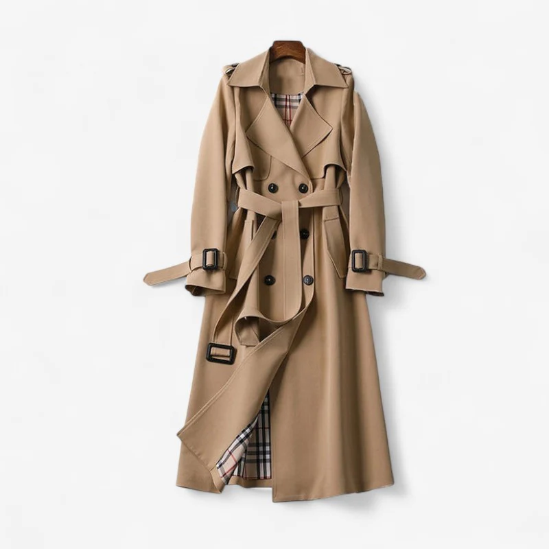 Sarah – Long Trench Coat with Belt and Button Closure - Image 7