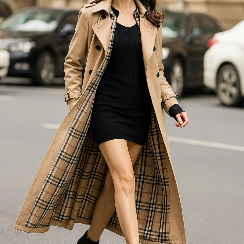 Sarah – Long Trench Coat with Belt and Button Closure - Image 8