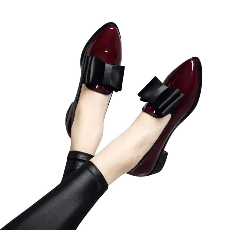 Sarah – Pointed Toe + Bow Shoes and Chunky Heel