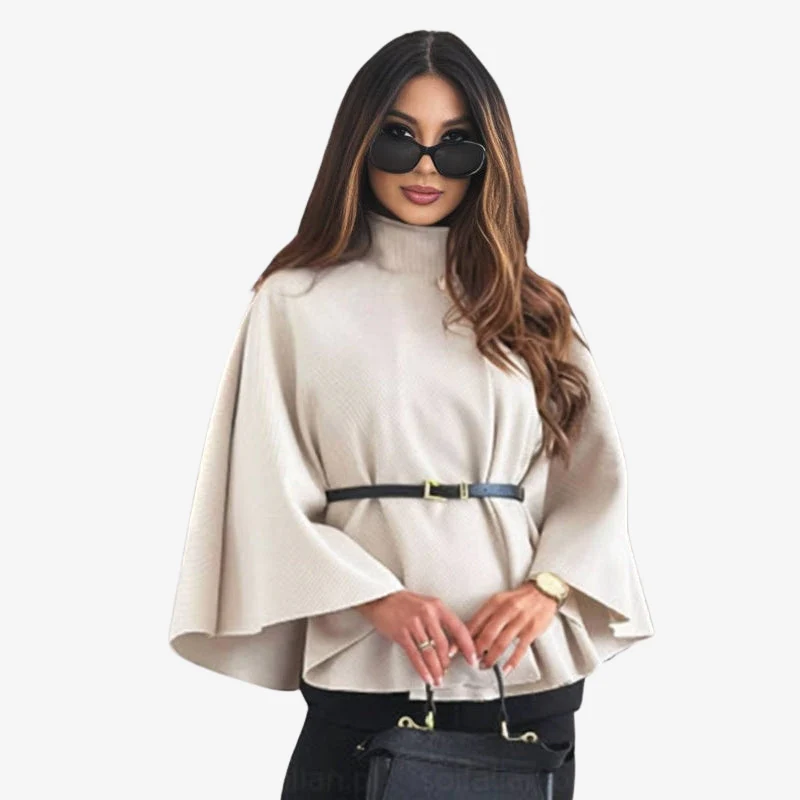 Selina – Long Button-Down Jacket with Stand-Up Collar and Adjustable Belt - Image 3