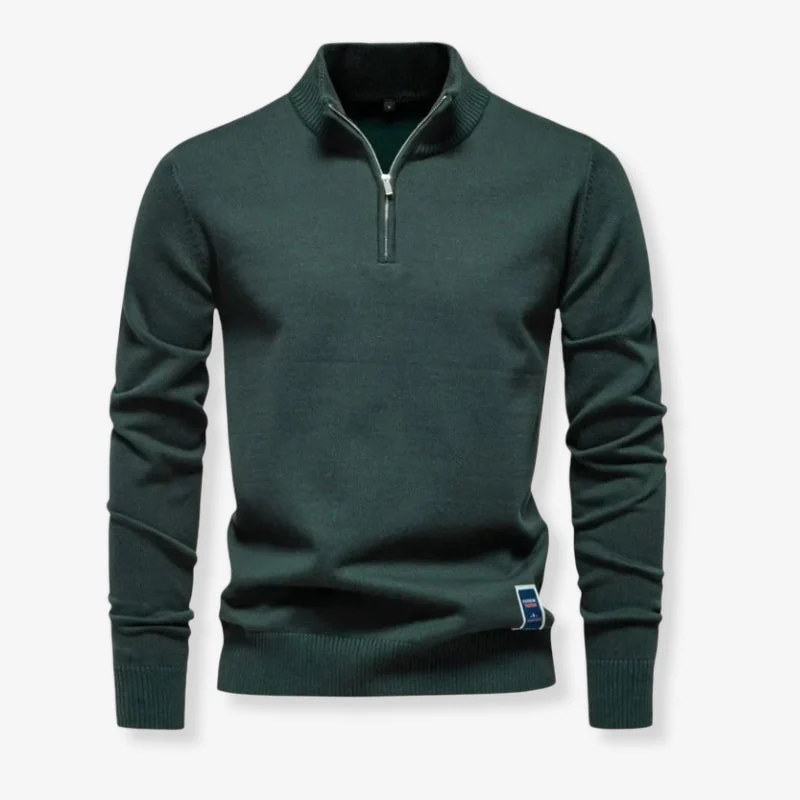 Sennor – Slim-fit Sweater with Zip Fastener at Collar & Long Sleeves - Image 4