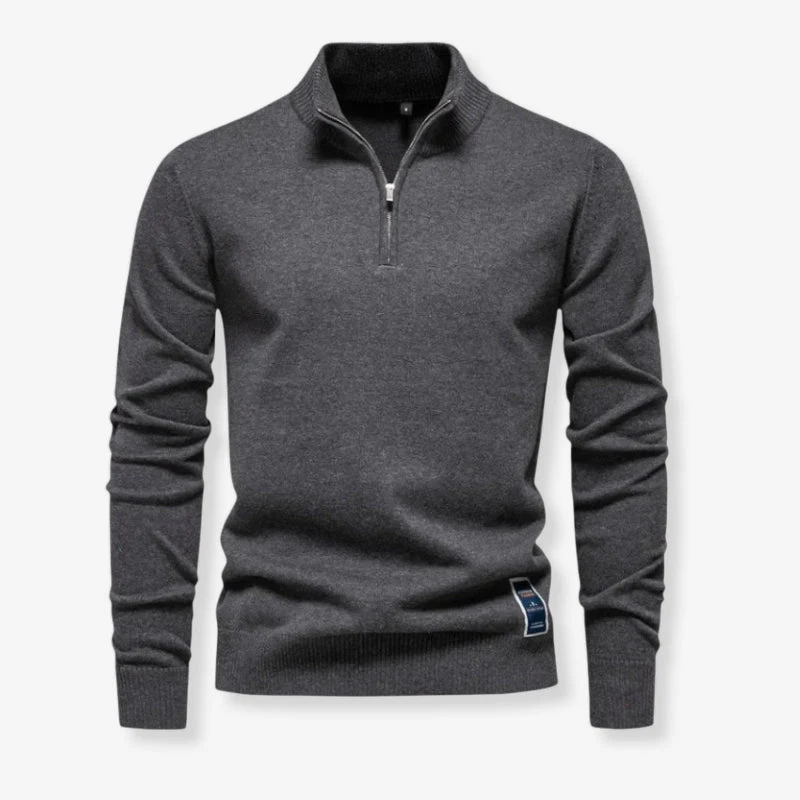 Sennor – Slim-fit Sweater with Zip Fastener at Collar & Long Sleeves - Image 5