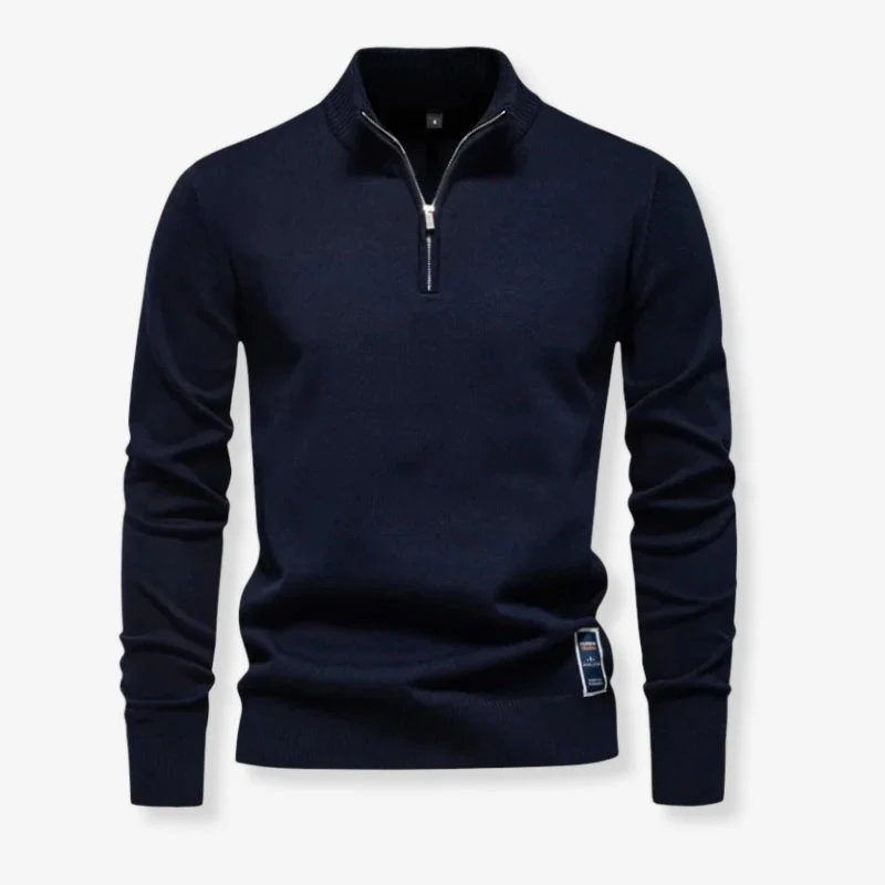 Sennor – Slim-fit Sweater with Zip Fastener at Collar & Long Sleeves - Image 6
