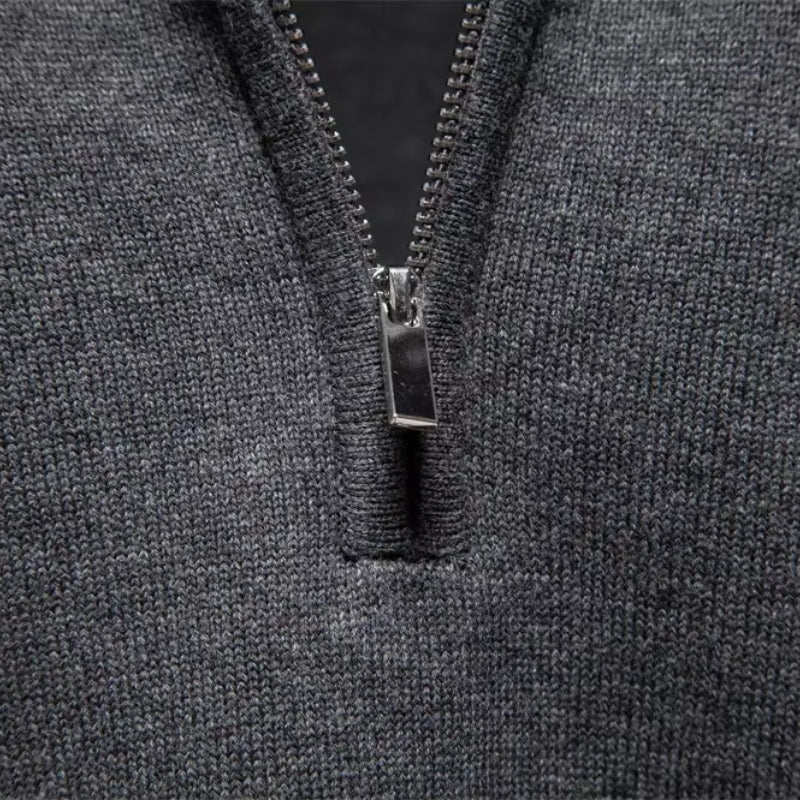 Sennor – Slim-fit Sweater with Zip Fastener at Collar & Long Sleeves - Image 8