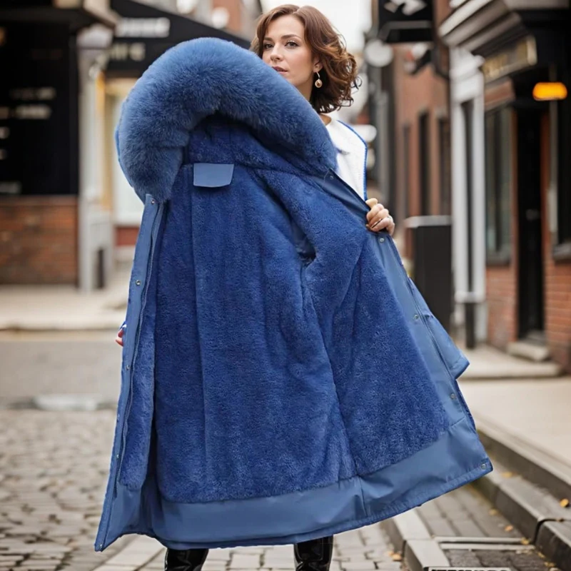 Sophia – Women's Long Sleeve Coat with Fur Collar - Image 8