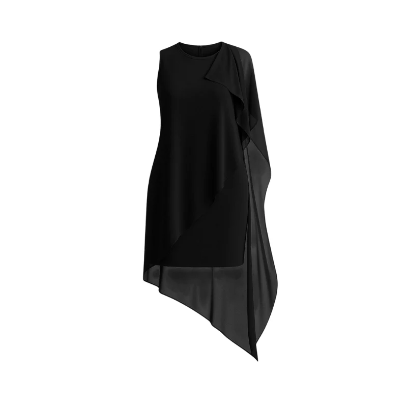 Sophia – Women's sleeveless midi dress with round neckline