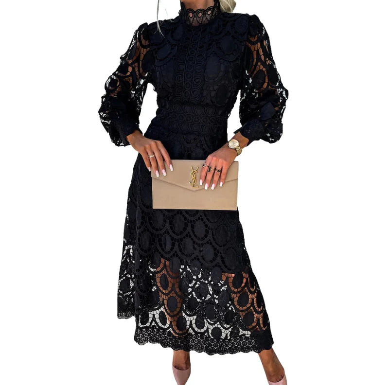 Sophie – Dress with High Neck and Long Sleeves with Cut-out Details - Image 4