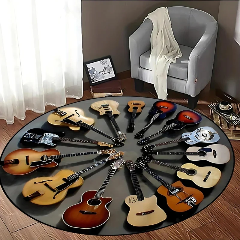 StrumCircle – Non-slip Round Rug with Unique Guitar Design - Image 5