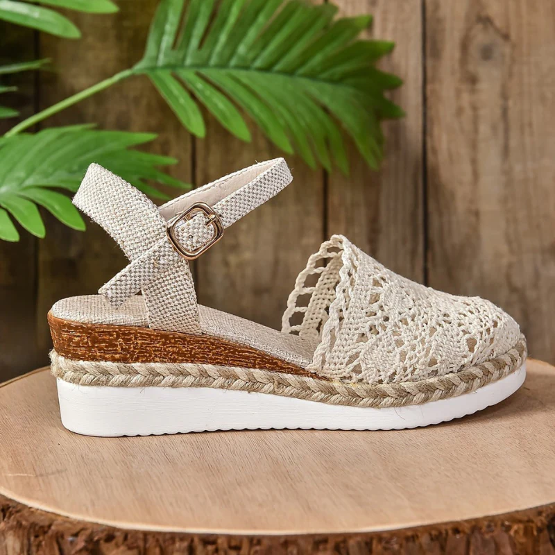 Theresa – Sandals with Mesh Design, Flat Sole & Adjustable Strap - Image 8