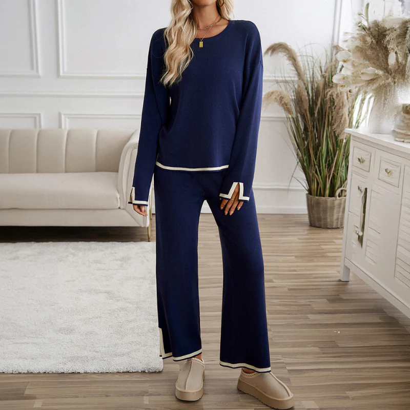 Therisa – Two-piece set with round neck top and wide trousers with split cuffs - Image 9