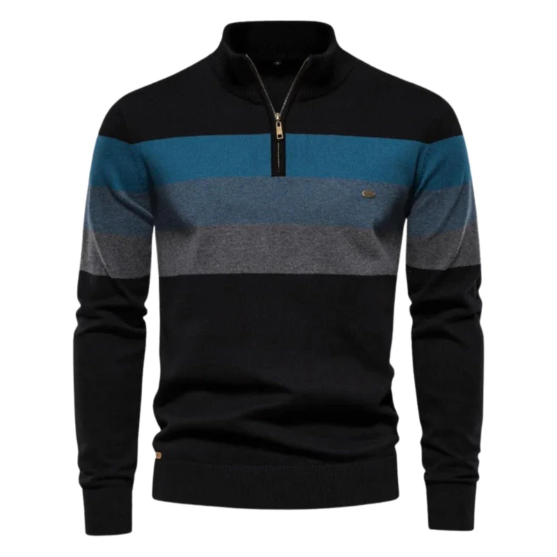 Ulrich – Long-Sleeve Sweater with Zip Neck and Stripe Pattern - Image 3