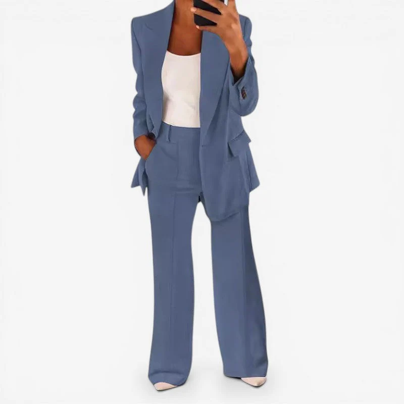 Women Blazer & Tailored Trousers Set One Button Closure - Image 6