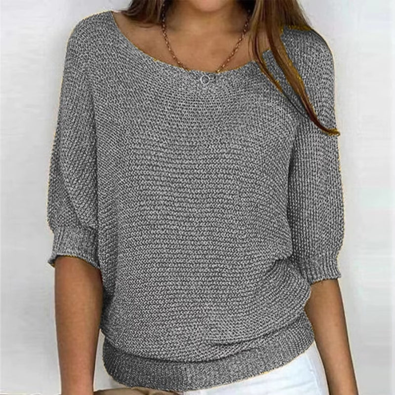 Women Long Sleeve Knit Sweater Round Neck - Image 11