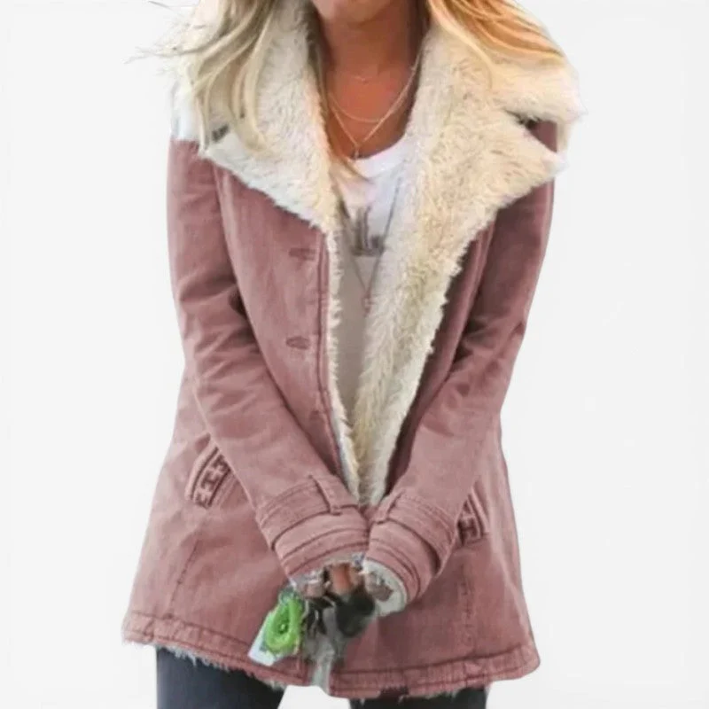 Women Long Sleeved Coat with Notched Collar - Image 7