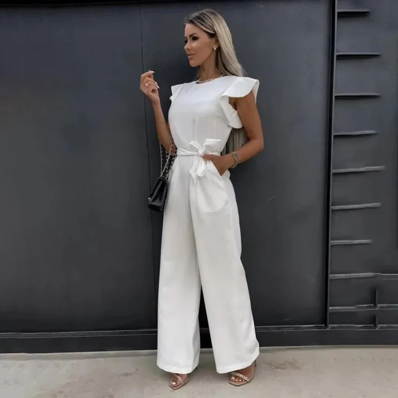 Women’s Jumpsuit with Butterfly Sleeves & Wide Leg - Image 12