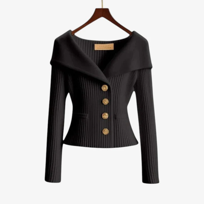Women’s Off-Shoulder Button-Front Knit Sweater with Pockets - Image 6