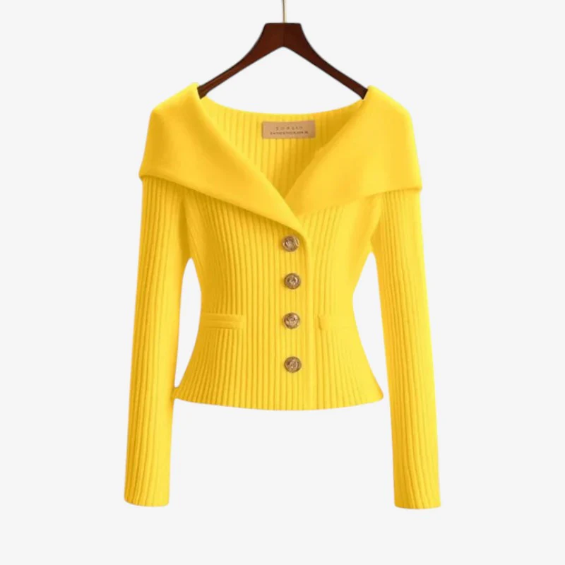Women’s Off-Shoulder Button-Front Knit Sweater with Pockets - Image 8