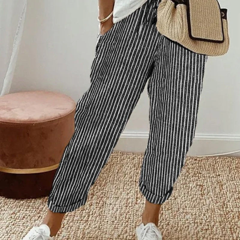 Women’s Striped Trousers with Drawstring - Image 12