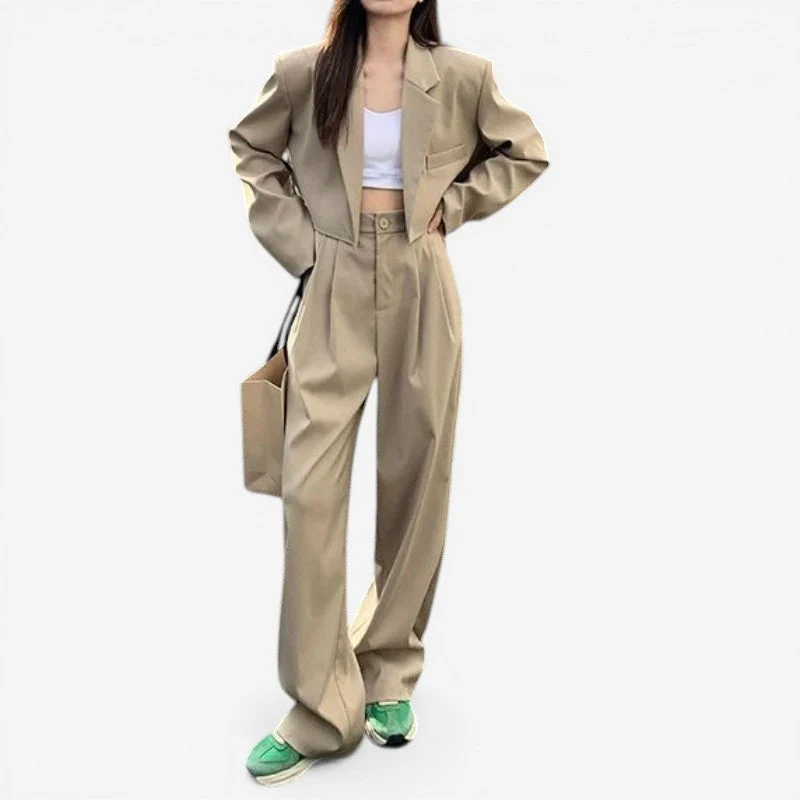 Women’s tailored blazer wide leg pants set - Image 2