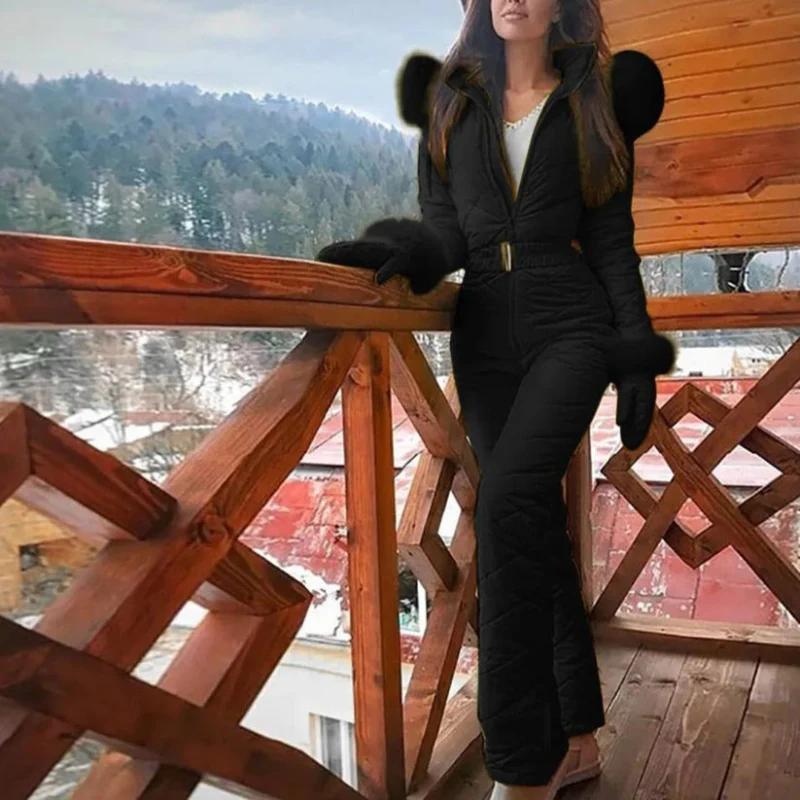 Women Ski Suit with Zipper Front and Stand Collar - Image 4