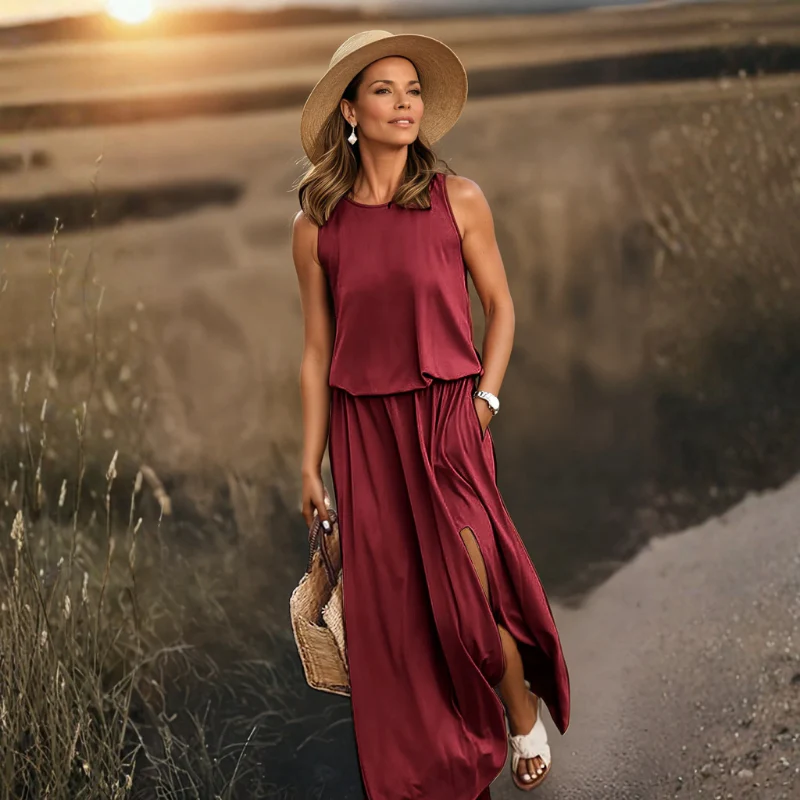 Women Sleeveless Dress With Round Neck Design - Image 10