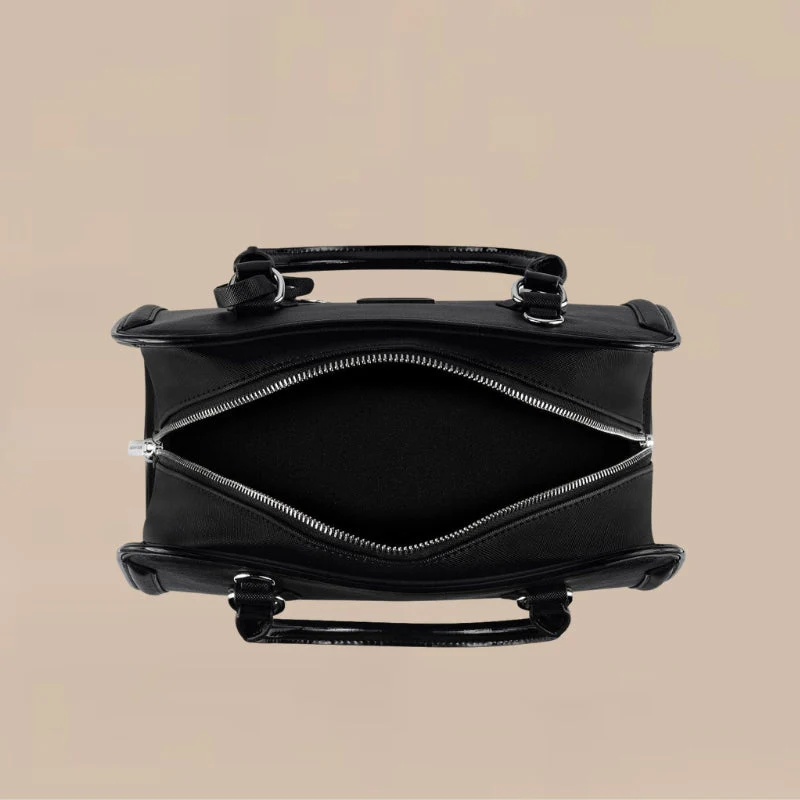 Women Structured Handbag Double Zipper - Image 6