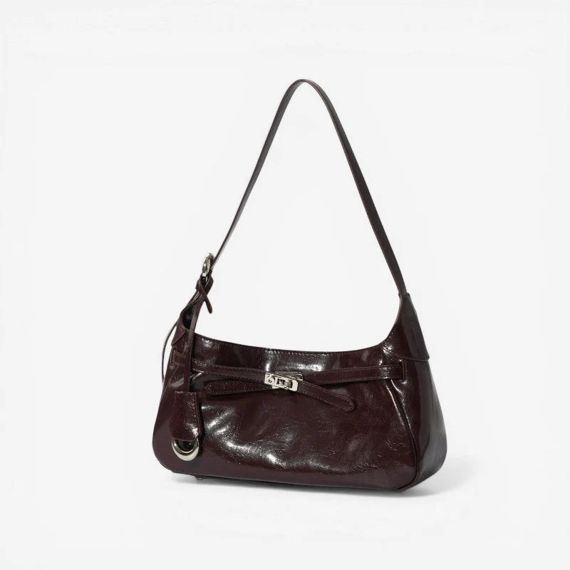 Women Structured Shoulder Bag Clasp Zipper - Image 4