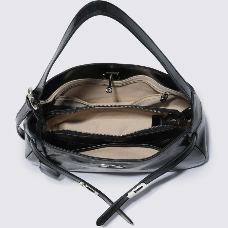 Women Structured Shoulder Bag Clasp Zipper - Image 7