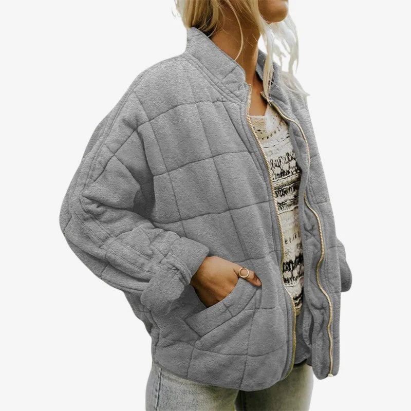 Women Zip-Up Jacket High Neck Structured Fit - Image 4