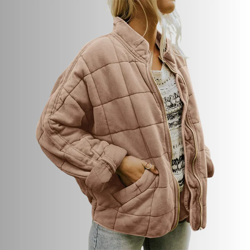 Women Zip-Up Jacket High Neck Structured Fit - Image 6