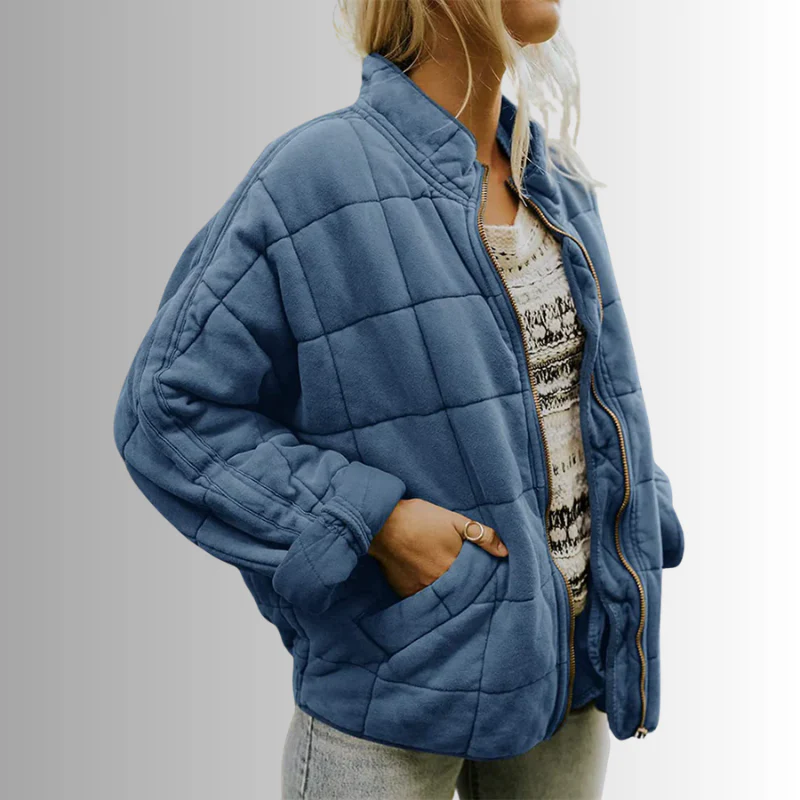 Women Zip-Up Jacket High Neck Structured Fit - Image 8