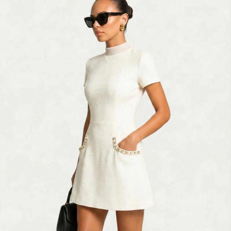 Women's Beaded Mini Dress with Pockets - Image 5