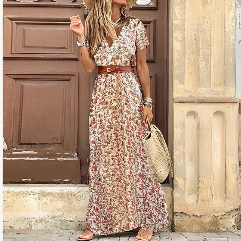 Women's Floral Short Sleeve Maxi Dress - Image 6