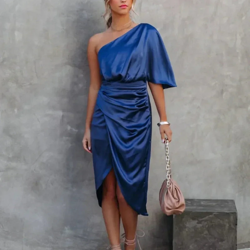 Women's One Shoulder Mini Dress Asymmetric - Image 9